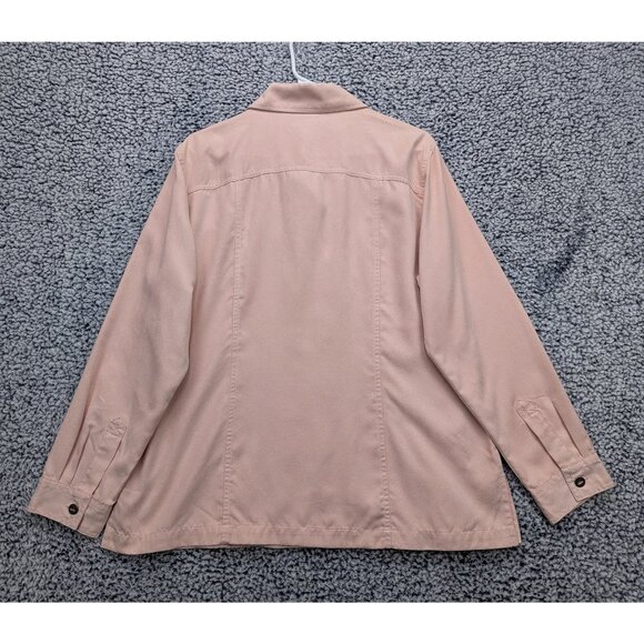 Chicos Faux Suede Western Jacket Size Large / 2 Button Up Country Southwest Pink - Picture 2 of 10